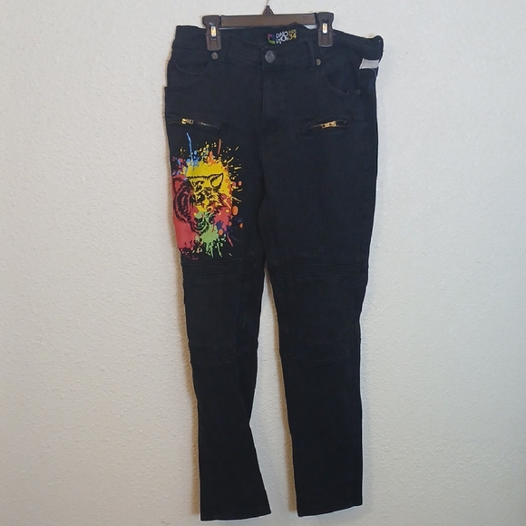 Black Jeans with Colorful Graphic - Picture 1 of 5